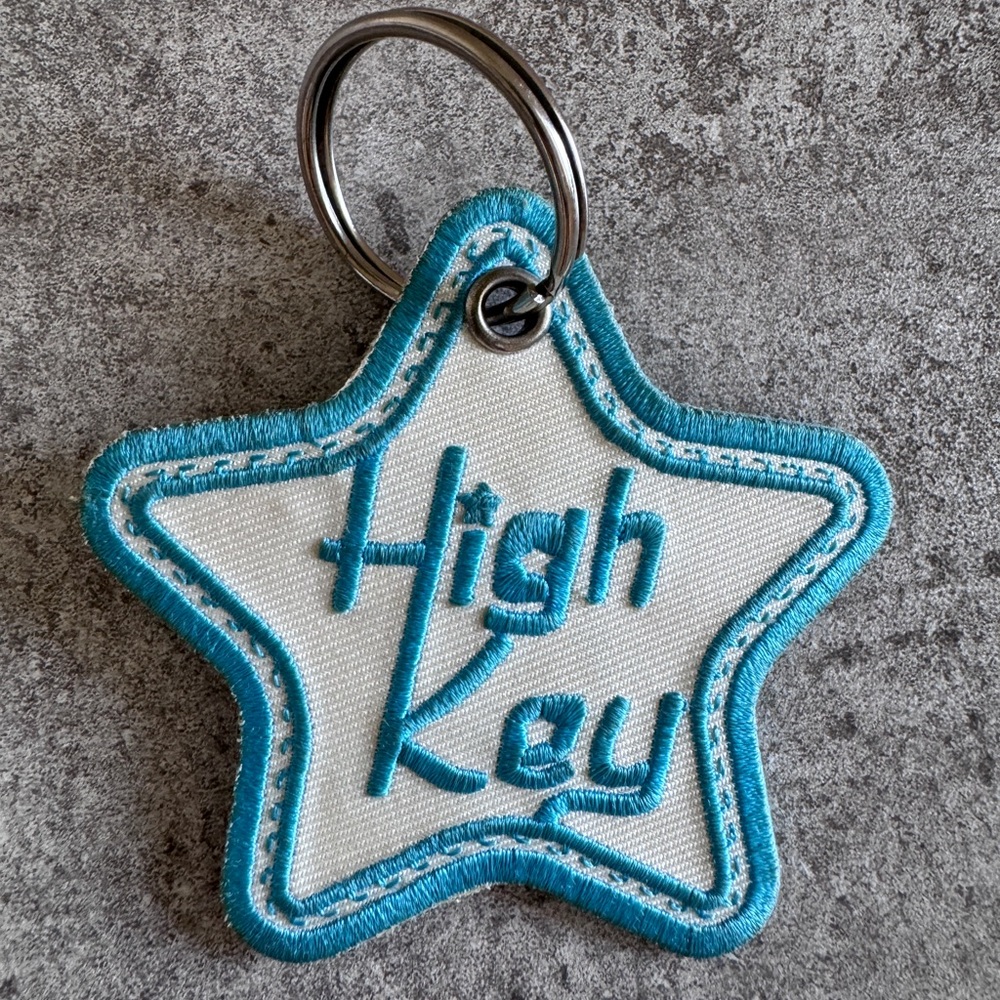 Emma Chamberlain High Key Star Shaped Keychain with Blue Embroidery